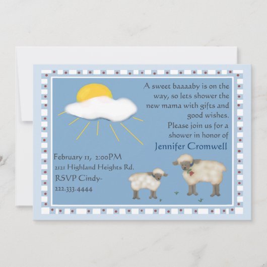 スイートシープベビーシャワーの招待 招待状 (正面)