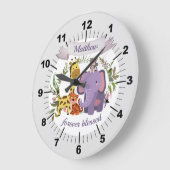 スイートジャングルサファリアニマルズ男の赤ちゃん ラージ壁時計 (傾斜)