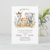 スイートジャングルサファリアニマルベビーシャワー招待状 招待状 (スタンド正面)