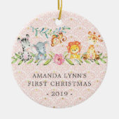 スイートジャングルフォトベビーの初めてのクリスマスオーナメント セラミックオーナメント (正面)