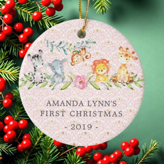スイートジャングルフォトベビーの初めてのクリスマスオーナメント セラミックオーナメント
