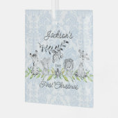 スイートジャングルフォトベビーの初めてのクリスマス ガラスオーナメント (正面左)