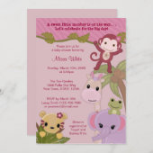 スイートジャングルベビーベビーシャワー招待状サファリ 招待状 (正面/裏面)