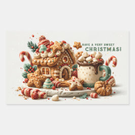 スイートジンジャーブレッドハウス クリスマス 長方形シール