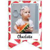 スイートスイカハッピーバースデー3写真 バンティングフラッグ (第1の旗)