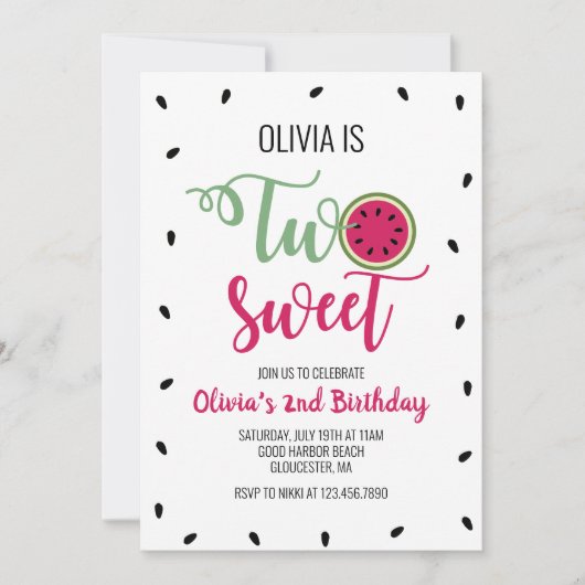 スイートスイカ二歳 招待状 (正面)