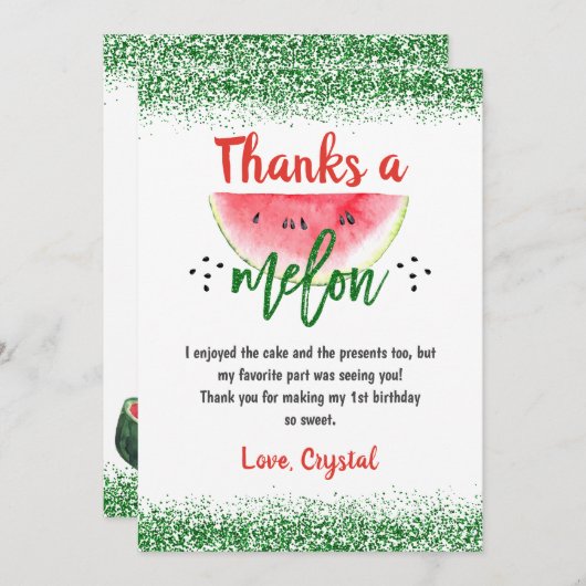 スイートスイカ感謝していア誕生日 サンキューカード (正面/裏面)