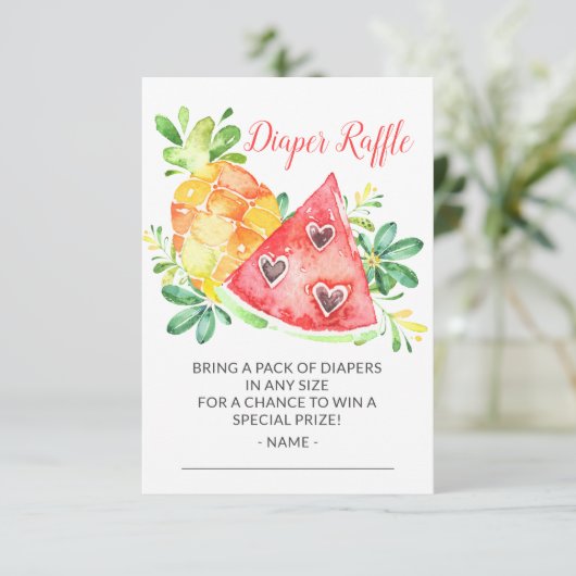 スイートスイカ赤ちゃんシャワーおむつラッフル エンクロージャーカード (スタンド正面)