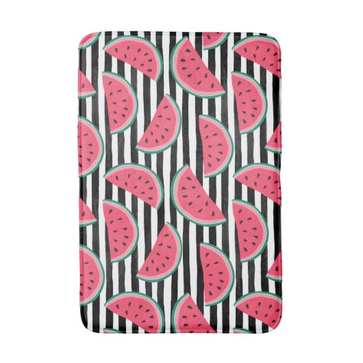 スイートスイストライプカの白黒模様 バスマット (正面縦)