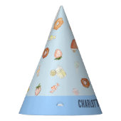 スイートスカイブルーウォーターカラーデザート子供の誕生日 パーティーハット (左)
