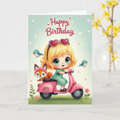 スイートスクーター誕生日カード カード (黄色い花)