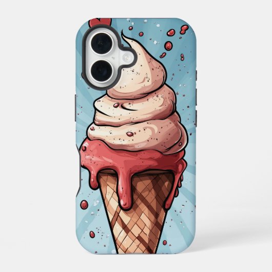 スイートスコップアニメアイスクリームケース iPhone 16ケース (裏面)