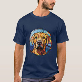 スイートステンドグラスゴールデンラブラドール犬 Tシャツ