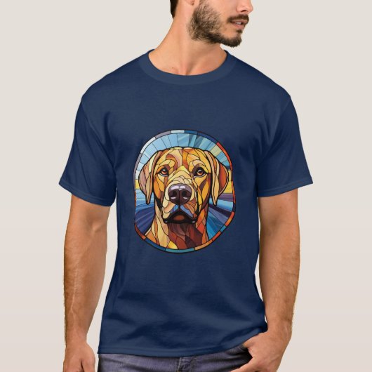 スイートステンドグラスゴールデンラブラドール犬 Tシャツ (正面)