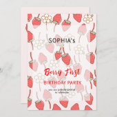 スイートストロベリーアンドブロッサム招待状 招待状 (正面/裏面)