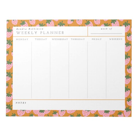 スイートストロベリーウィークリープランナー ノートパッド (正面)