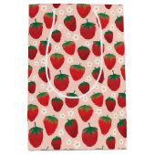 スイートストロベリーオンバラピンクパターン ミディアムペーパーバッグ (正面)