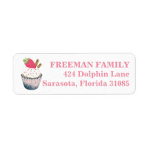 スイートストロベリーカップケーキ差出人住所ラベル