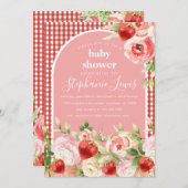 スイートストロベリーガールベビーシャワー 招待状 (正面/裏面)