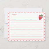 スイートストロベリーギンガム ブライダルシャワーレシピカード 招待状 (裏面)