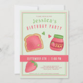 スイートストロベリートーストとジャム誕生日パーティー 招待状 (正面)