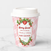 スイートストロベリーピンクのギンガムベビーシャワー 紙コップ (正面)
