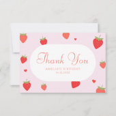 スイートストロベリーピンクガーリー誕生日 サンキューカード (正面)