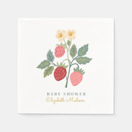 スイートストロベリーフラワーベビーシャワー スタンダードカクテルナプキン