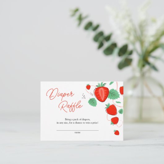 スイートストロベリーベビーシャワーおむつラッフル エンクロージャーカード (スタンド正面)