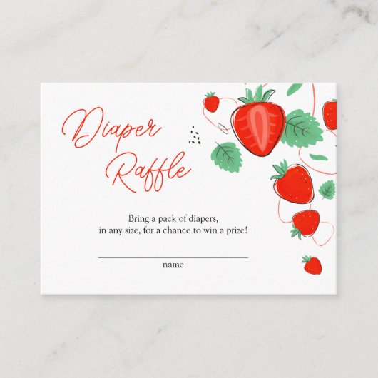 スイートストロベリーベビーシャワーおむつラッフル エンクロージャーカード (正面)