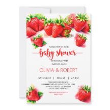 スイートストロベリーベビーシャワー招待状