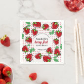 スイートストロベリーベリーファースト誕生日 スタンダードカクテルナプキン (インサイチュ)