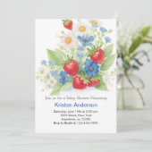 スイートストロベリーメドウ男の子の赤ちゃんシャワー 招待状 (スタンド正面)