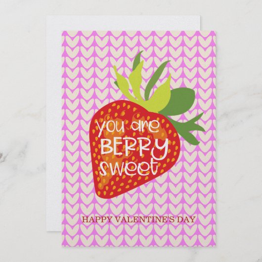 スイートストロベリーラブロマンティックバレンタインデイカード シーズンカード (正面/裏面)