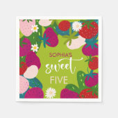 スイートストロベリー子供の誕生日 スタンダードカクテルナプキン (正面)