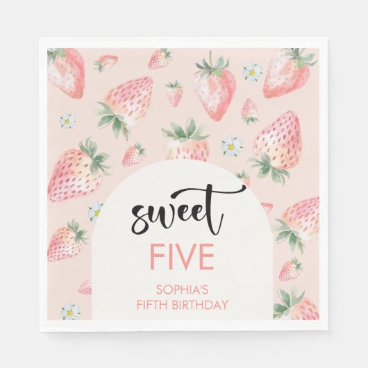 スイートストロベリー子供の誕生日 スタンダードランチョンナプキン (正面)