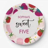 スイートストロベリー子供の誕生日 ペーパープレート (正面)