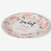 スイートストロベリー子供の誕生日 ペーパープレート (アングル)