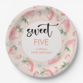 スイートストロベリー子供の誕生日 ペーパープレート (正面)