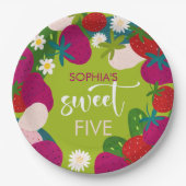 スイートストロベリー子供の誕生日 ペーパープレート (正面)