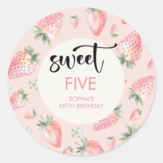 スイートストロベリー子供の誕生日 ラウンドシール (正面)