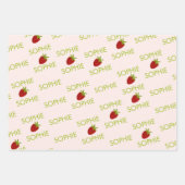 スイートストロベリー子供の誕生日 ラッピングペーパーシート (正面3)