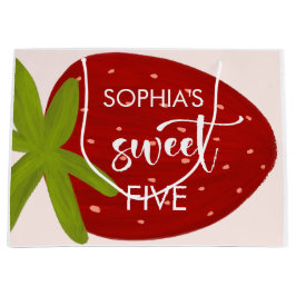 スイートストロベリー子供の誕生日 ラージペーパーバッグ