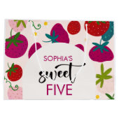 スイートストロベリー子供の誕生日 ラージペーパーバッグ (裏面)