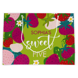 スイートストロベリー子供の誕生日 ラージペーパーバッグ