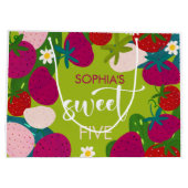 スイートストロベリー子供の誕生日 ラージペーパーバッグ (裏面)