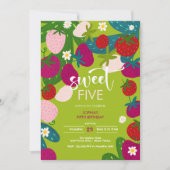 スイートストロベリー子供の誕生日 招待状 (正面)