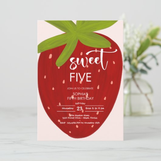 スイートストロベリー子供の誕生日 招待状 (スタンド正面)