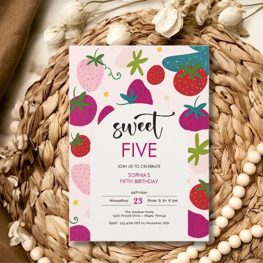 スイートストロベリー子供の誕生日 招待状
