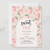 スイートストロベリー子供の誕生日 招待状 (正面)